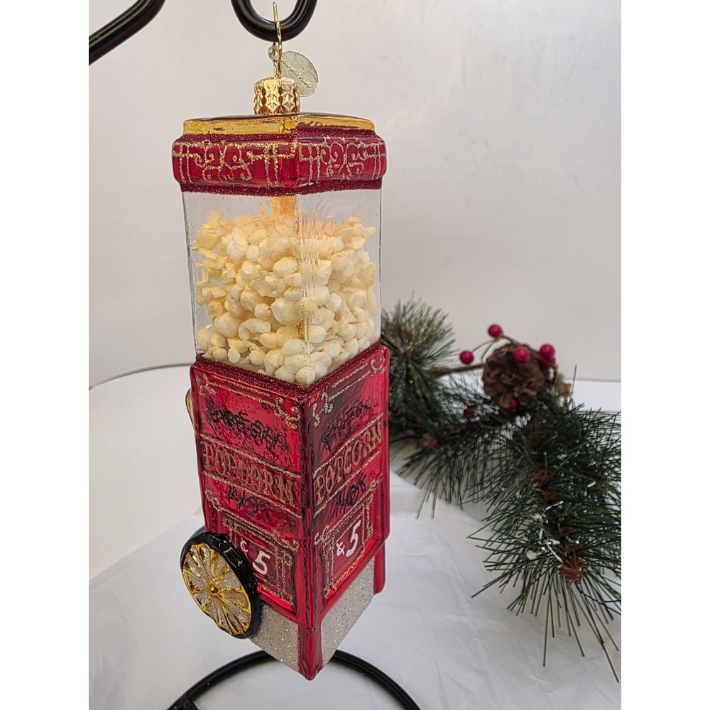 Christopher Radko Popped to Perfection Popcorn Machine Glass Ornament 1015483